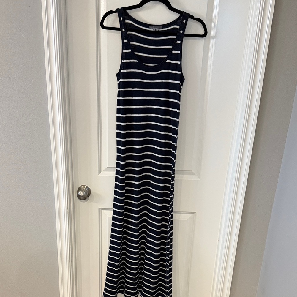 Club Monaco Navy and White Striped Maxi Dress
